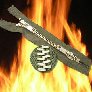 Fire retardant zippers